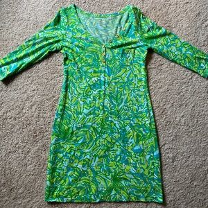 Lilly Pulitzer Green Parrot Palmetto Dress Small